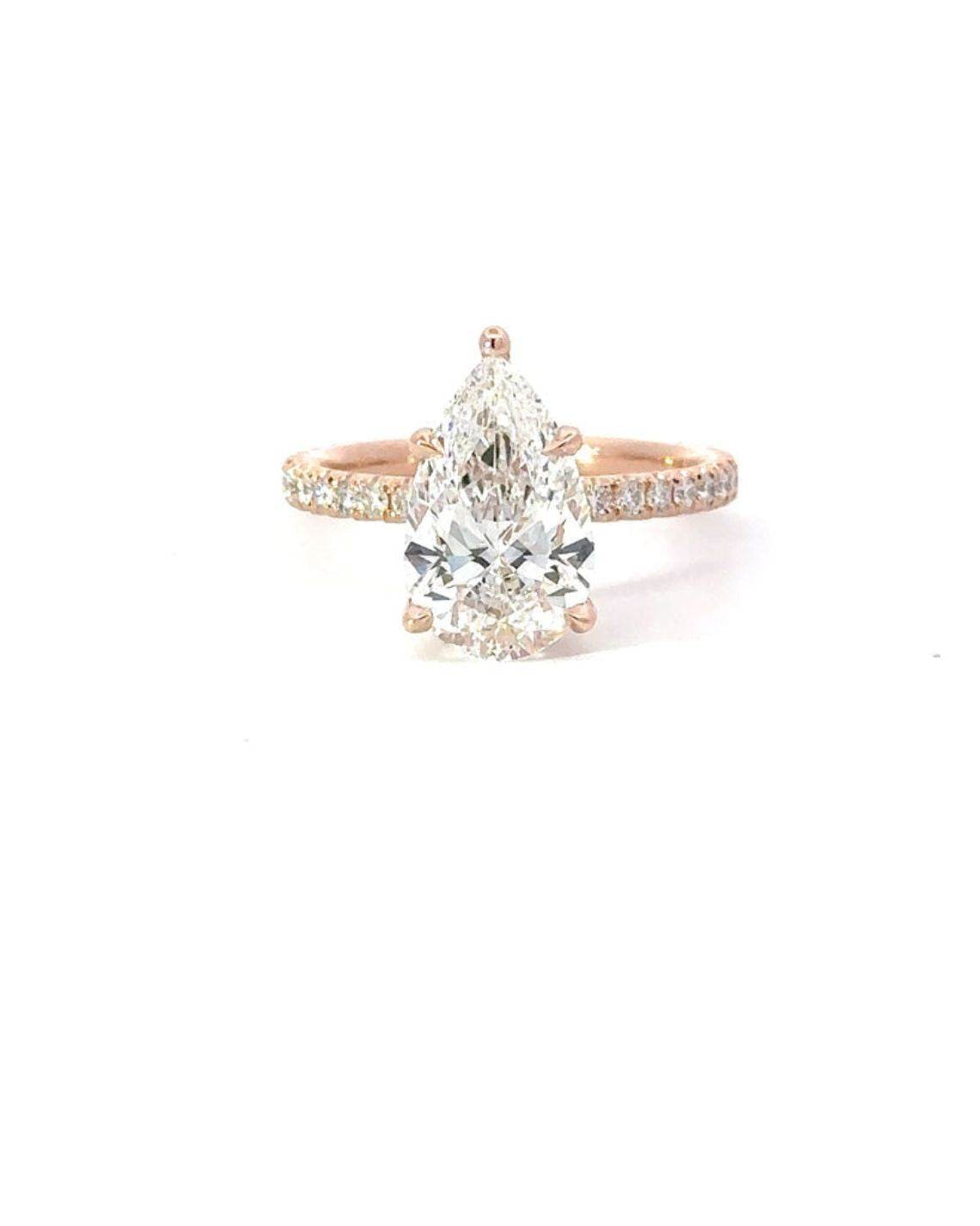 1.08-3.08 CT Pear E/VS1 CVD Diamond Pave Setting Engagement Ring - Camila Brown