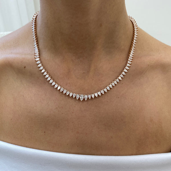 Pear Lab Grown Diamond Tennis Necklace