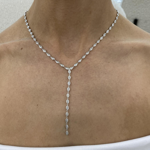 Marquise Cut Lab Grown Diamond Tennis Necklace