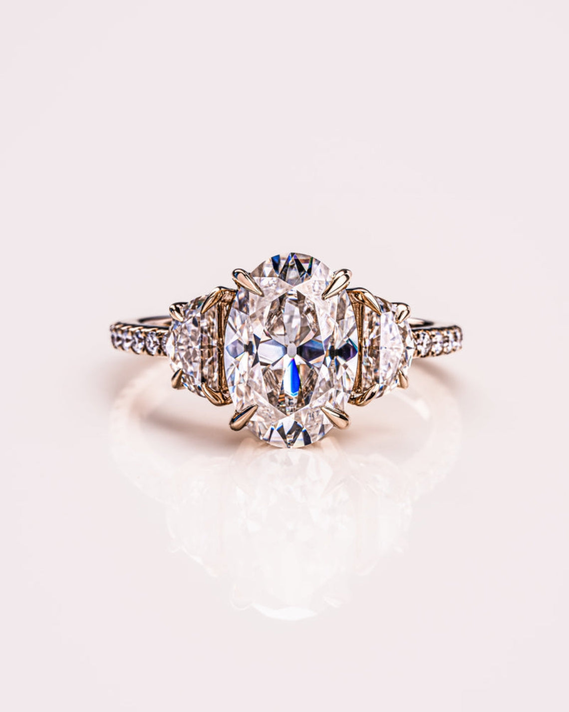 1.30 - 3.30 CT Oval F/VS2 CVD Diamond Three Stone Style Engagement Ring - Camila Brown