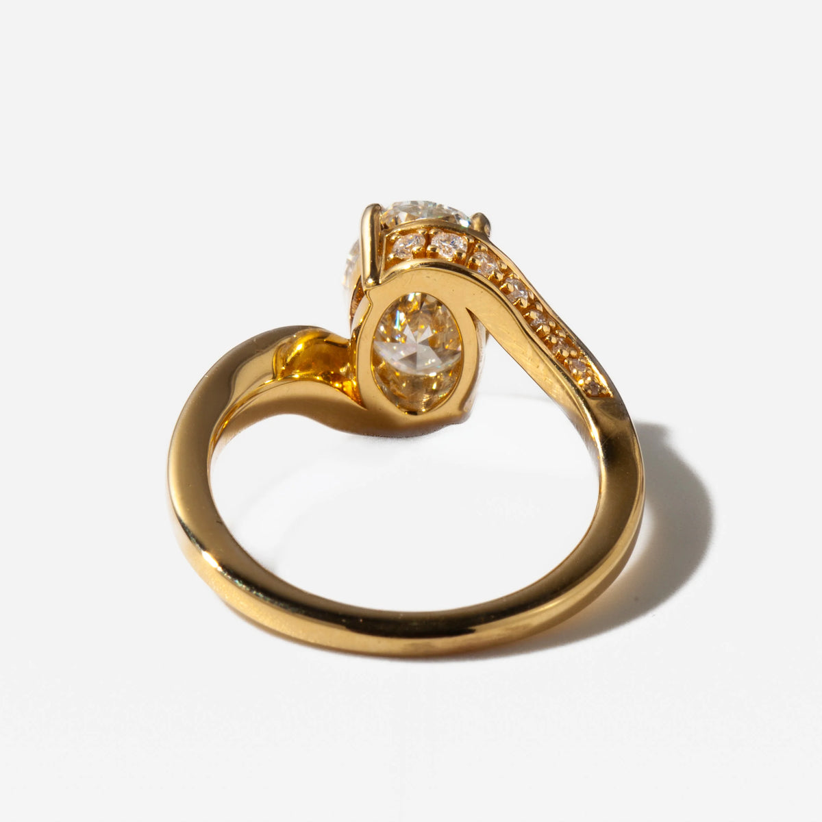 1.15 -3.15 CT Oval Lab Grown Diamond Bypass Engagement Ring