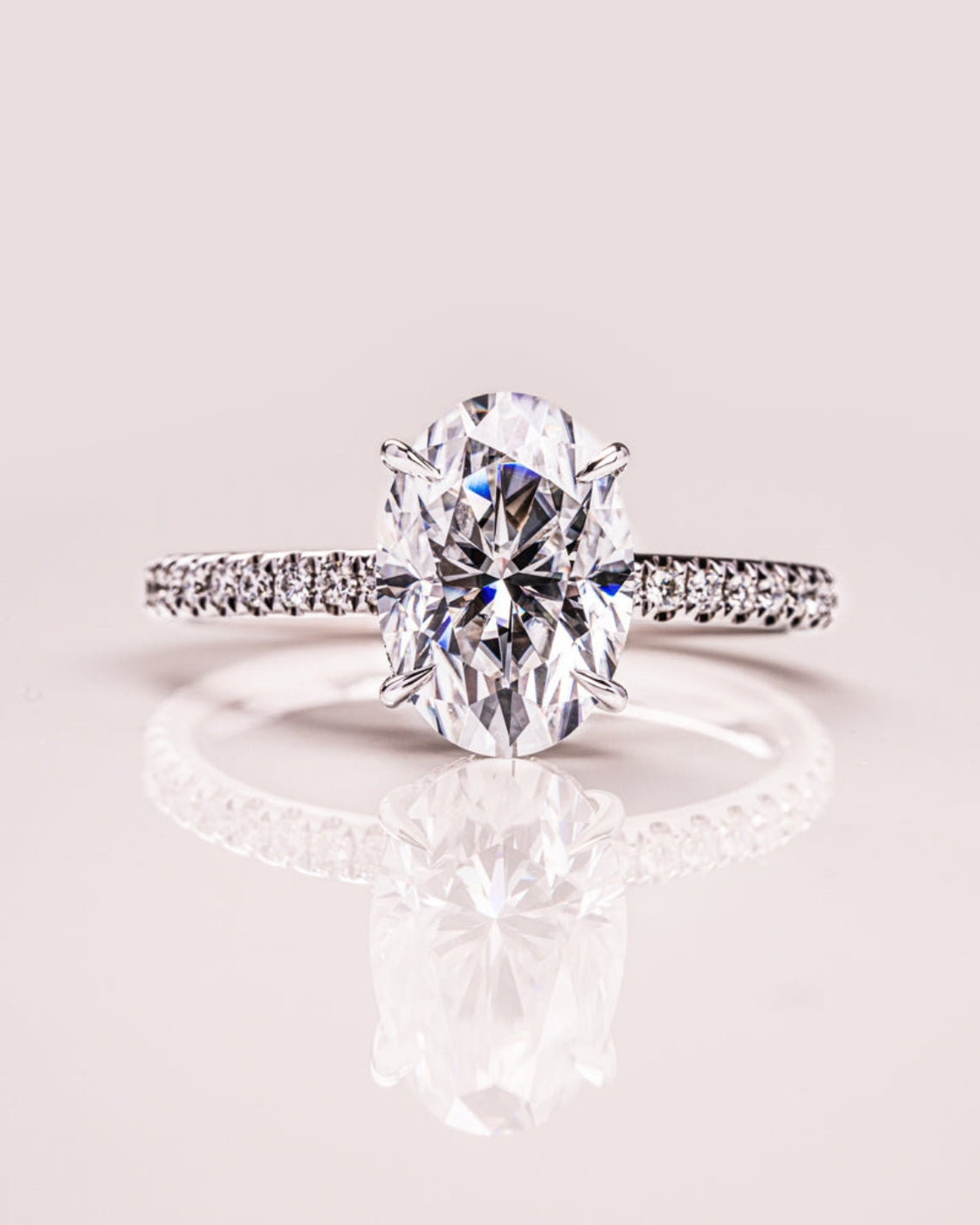 1.72 - 3.72 CT Oval F/VS1 CVD Diamond Hidden Halo Pave Setting Engagement Ring - Camila Brown