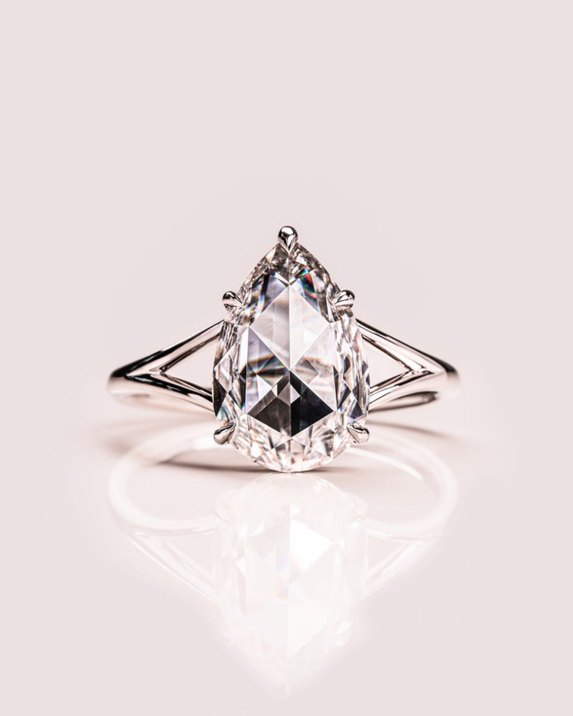 1.09 - 3.09 CT Pear E/VS1 CVD Diamond Solitaire Split Shank Engagement Ring - Camila Brown