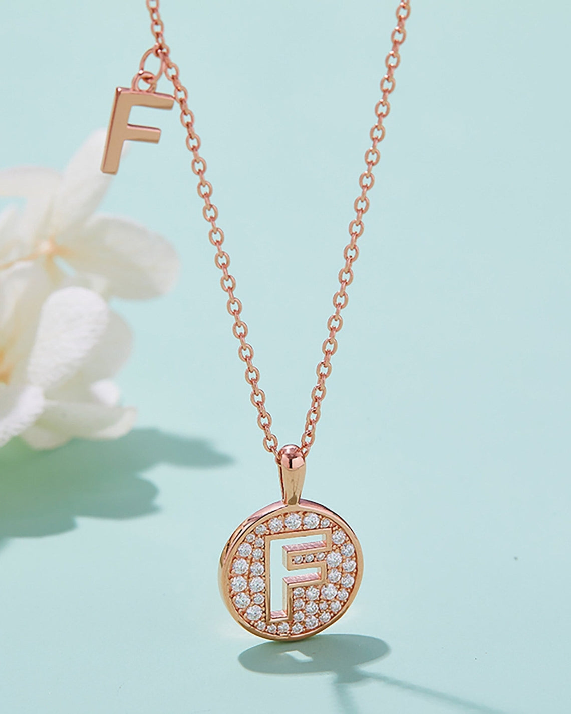 Customized "F" Letter Moissanite Diamond Necklace - Camila Brown