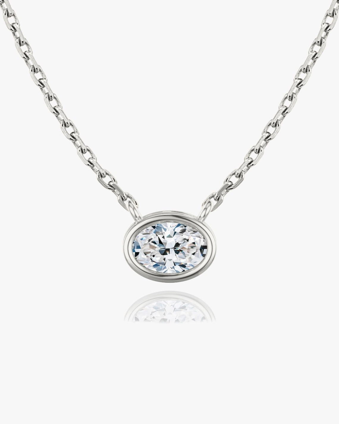 0.25 CT-1.0 CT Oval Bezel Solitaire F/VS Lab Grown Diamond Necklace - Camila Brown