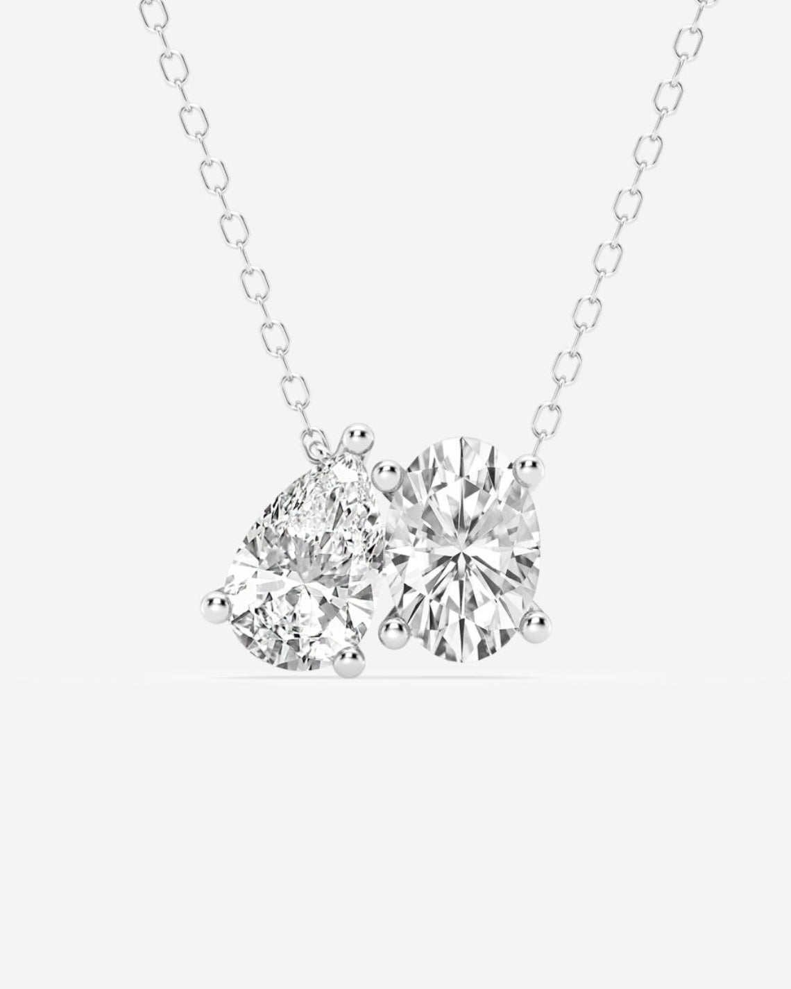 1.95 TCW Pear & Oval Moissanite Diamond Two Stone Necklace - Camila Brown