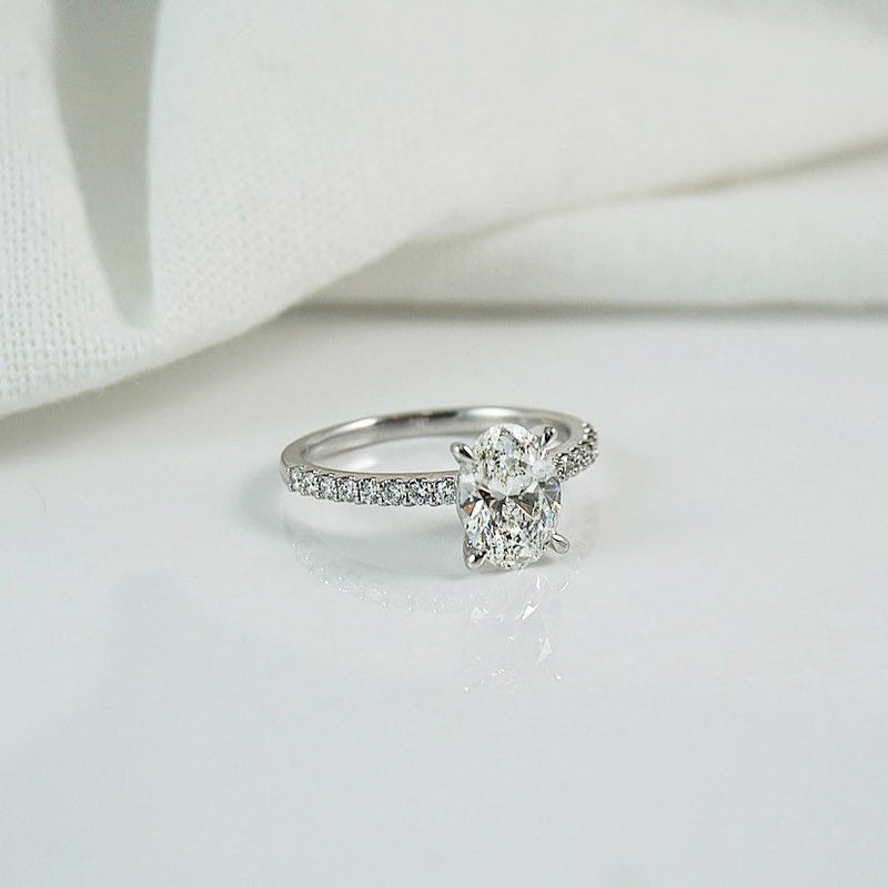 1.0 Carats Lab Grown Diamond Oval Shape E-VS1 Pave Engagement Ring - Camila Brown