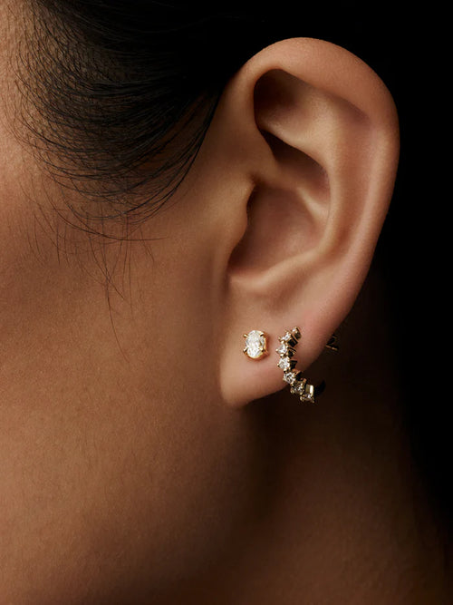 0.10 TCW Mini Round Cut Moissanite Diamond Hoops Earrings