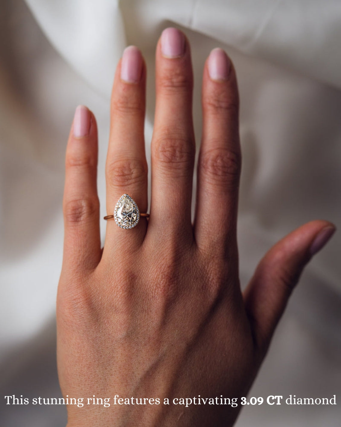1.09-3.09 CT Pear E/VS1 CVD Diamond Halo Engagement Ring - Camila Brown