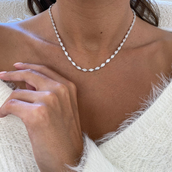 Marquise Lab Grown Diamond Tennis Necklace