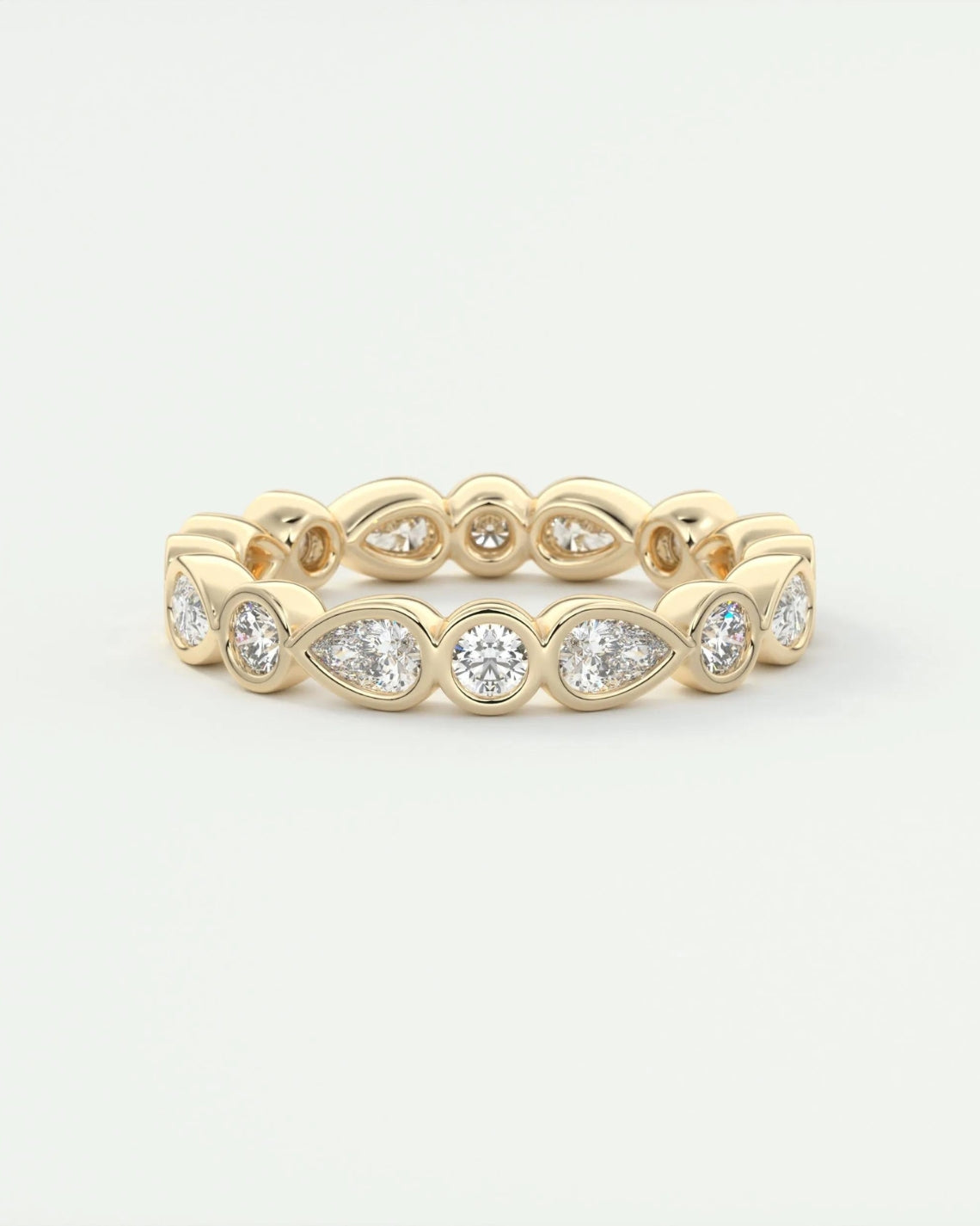 1.28 TCW Pear & Round CVD Diamond Bezel Wedding Band - Camila Brown