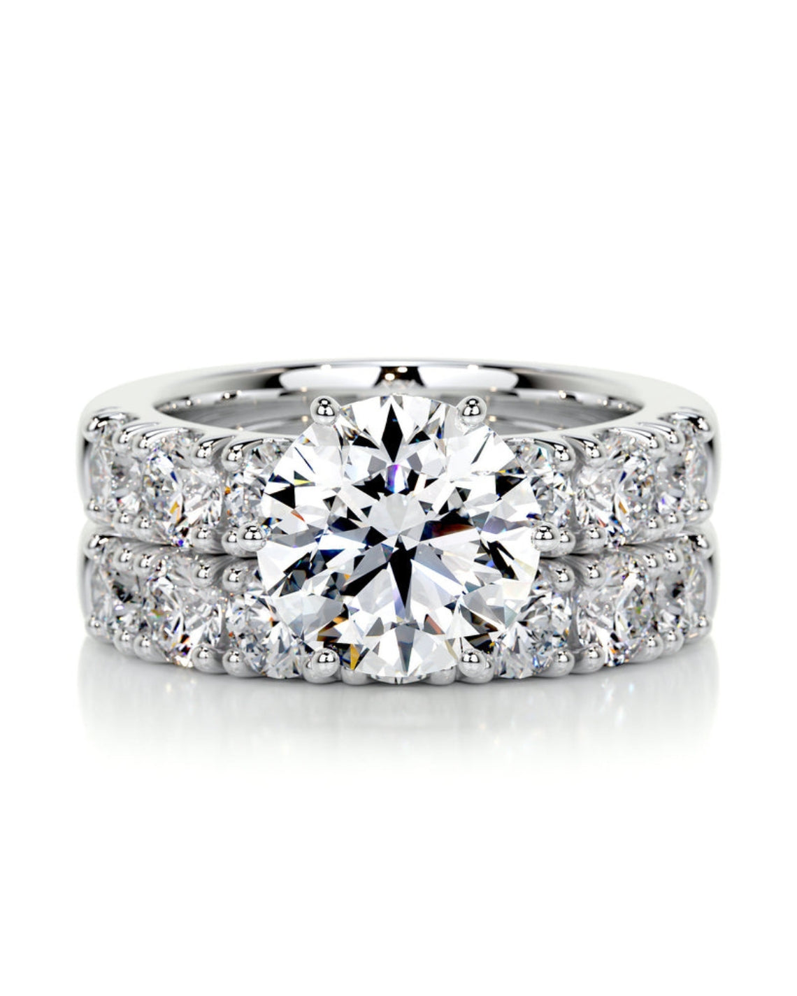 3.0 CT Round Solitaire & Pave F-VS Loose Diamond Bridal Set - Camila Brown