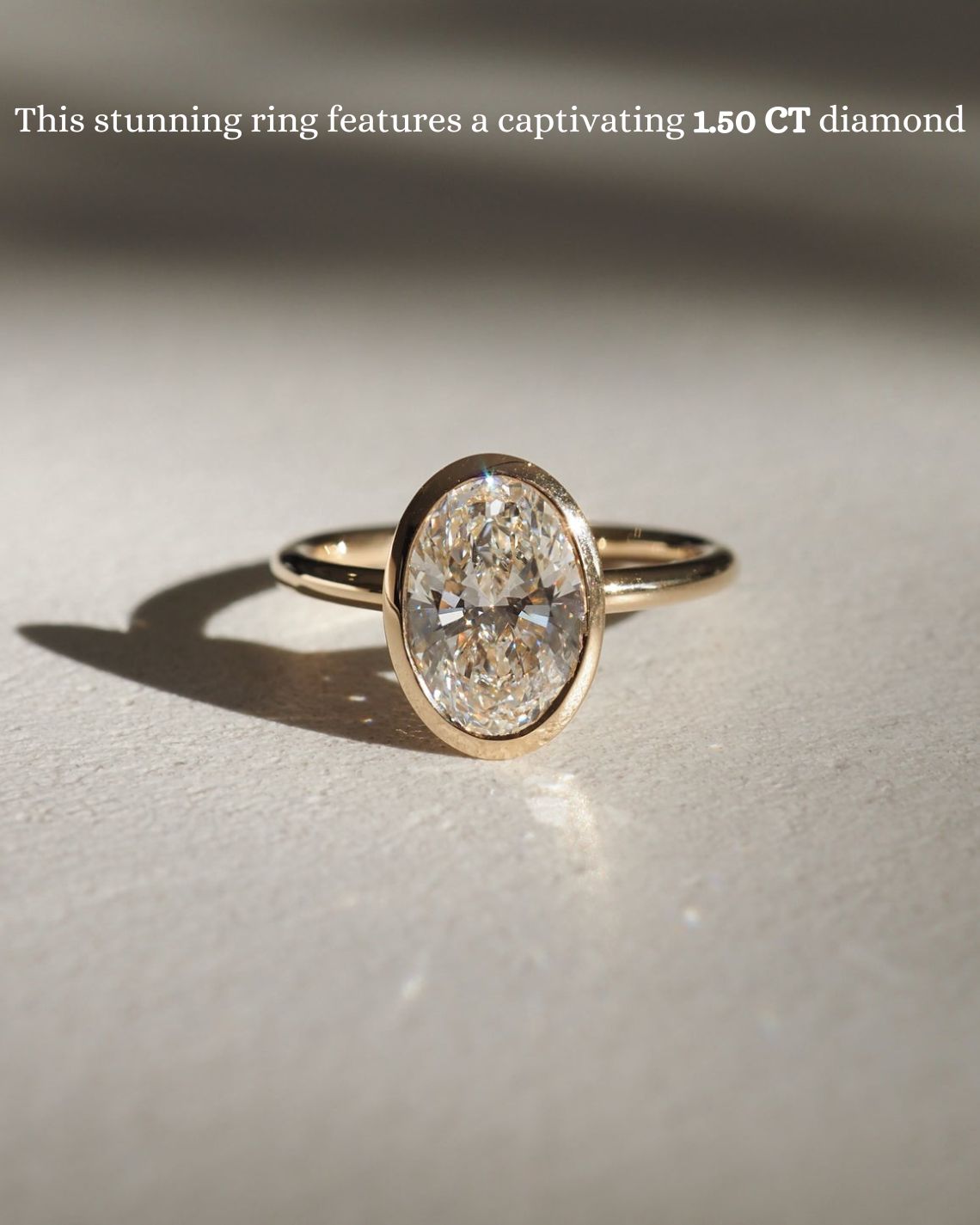 1.5 CT Oval F/VS1 CVD Diamond Bezel Engagement Ring - Camila Brown