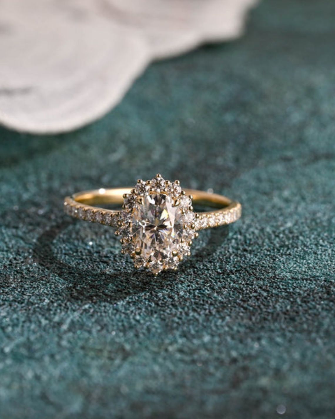 1.0-3.0 CT Oval F/VS1 CVD Diamond Halo Pave Setting Engagement Ring - Camila Brown