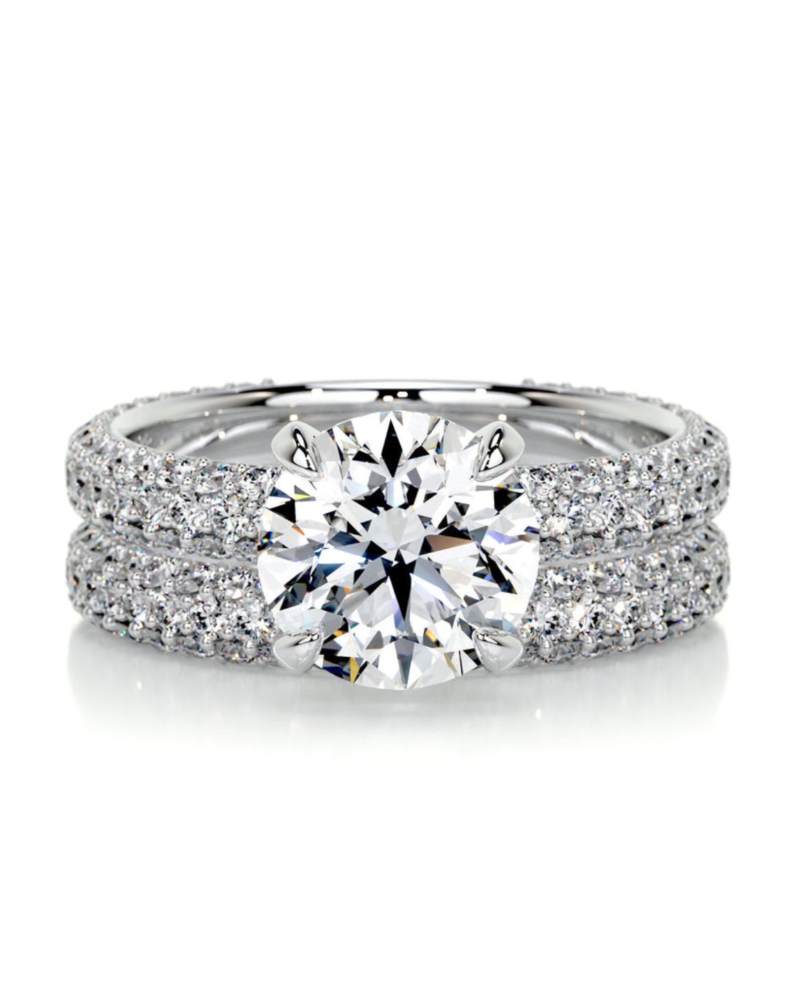 2.0 CT Round Solitaire & Pave F-VS Loose Diamond Bridal Set - Camila Brown