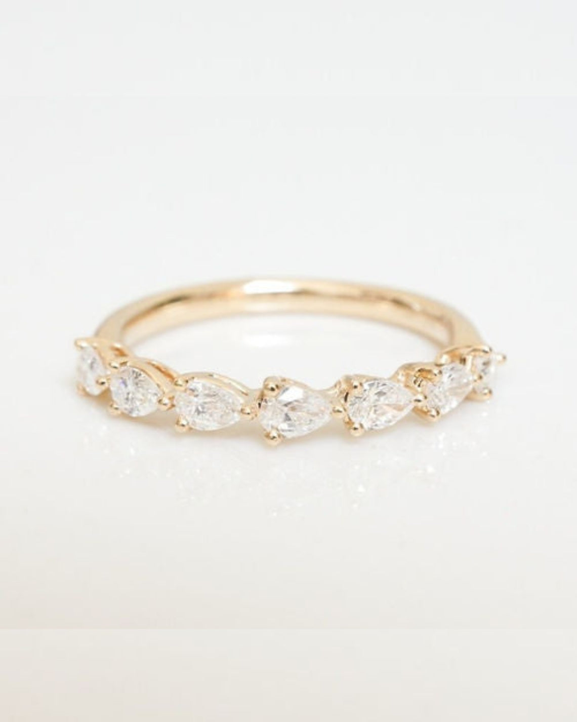 0.57 TCW Pear CVD Diamond Half Eternity Wedding Band - Camila Brown