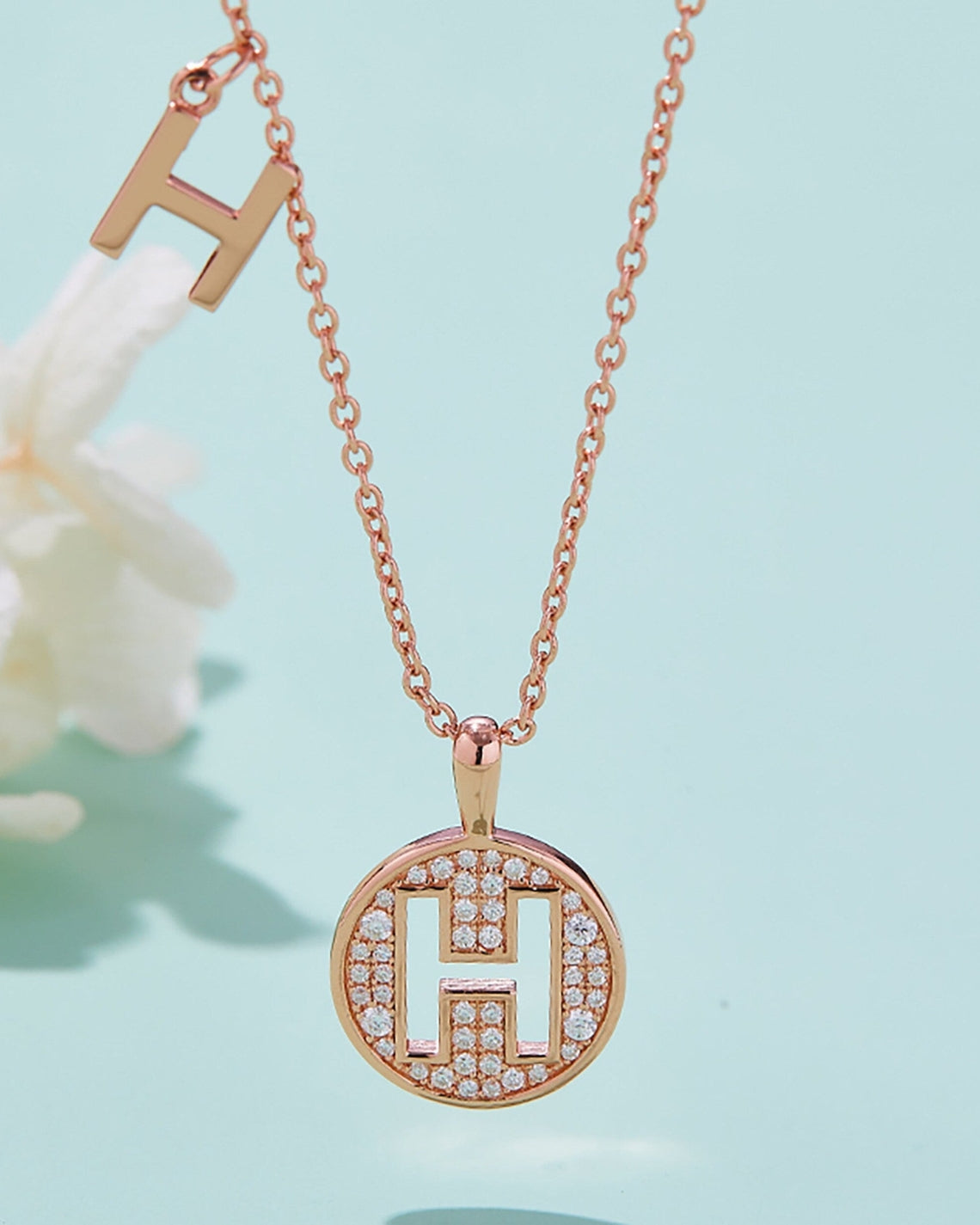 Customized "H" Letter Moissanite Diamond Necklace - Camila Brown