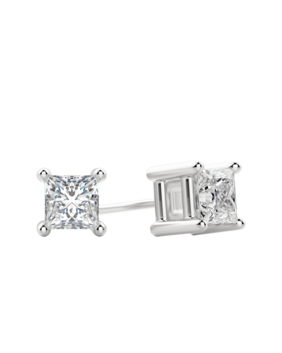 0.50 TCW-1.0 TCW Princess Cut Moissanite Solitaire Stud Earrings - Camila Brown