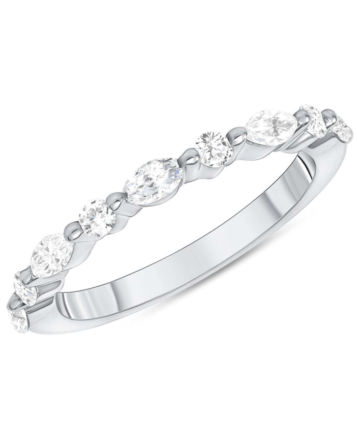 0.40 TCW Round & Marquise CVD Diamond Alternative Stone Wedding Band - Camila Brown