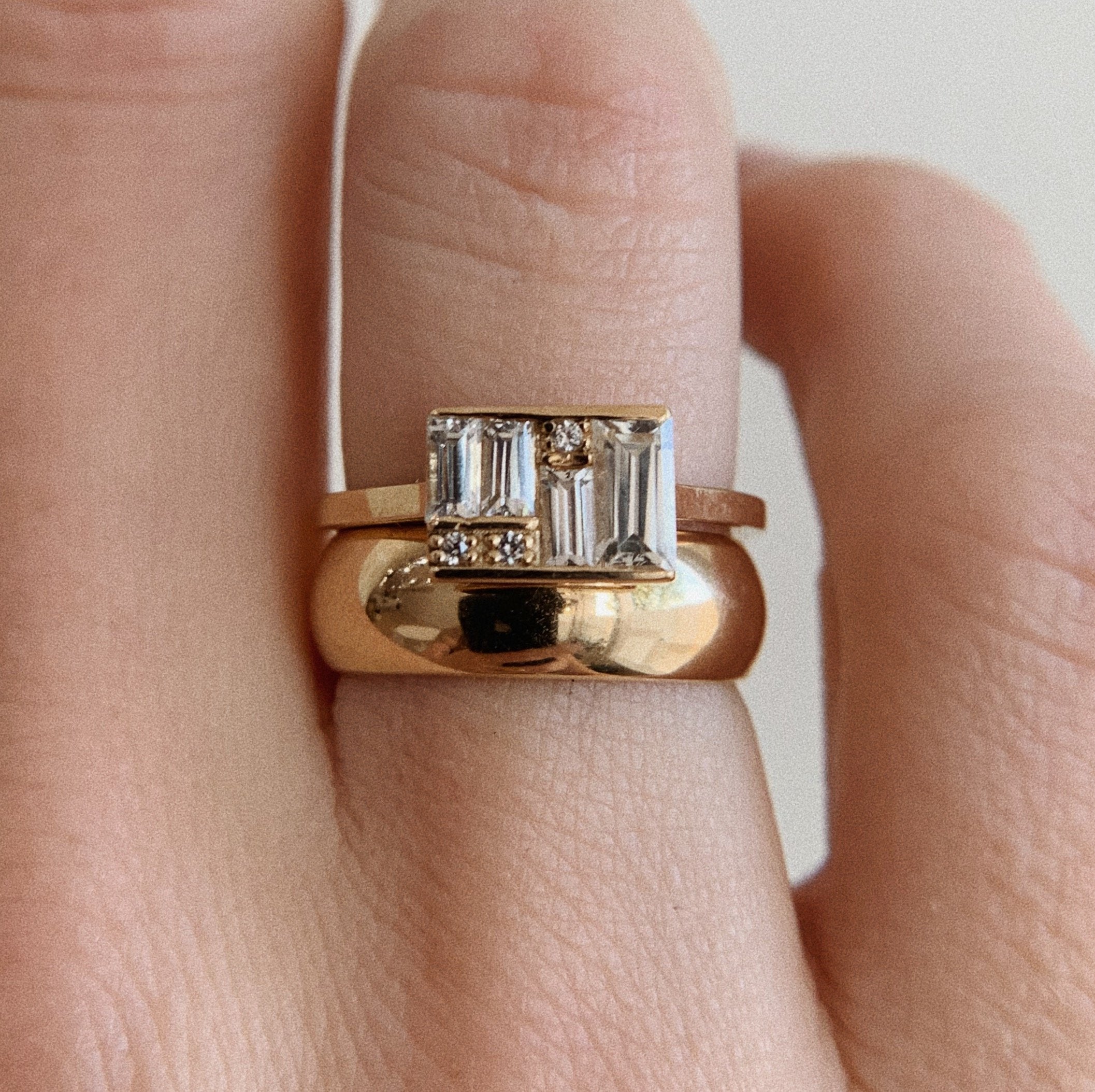 1.0 TCW Baguette & Round Lab Grown Diamond Engagement Ring