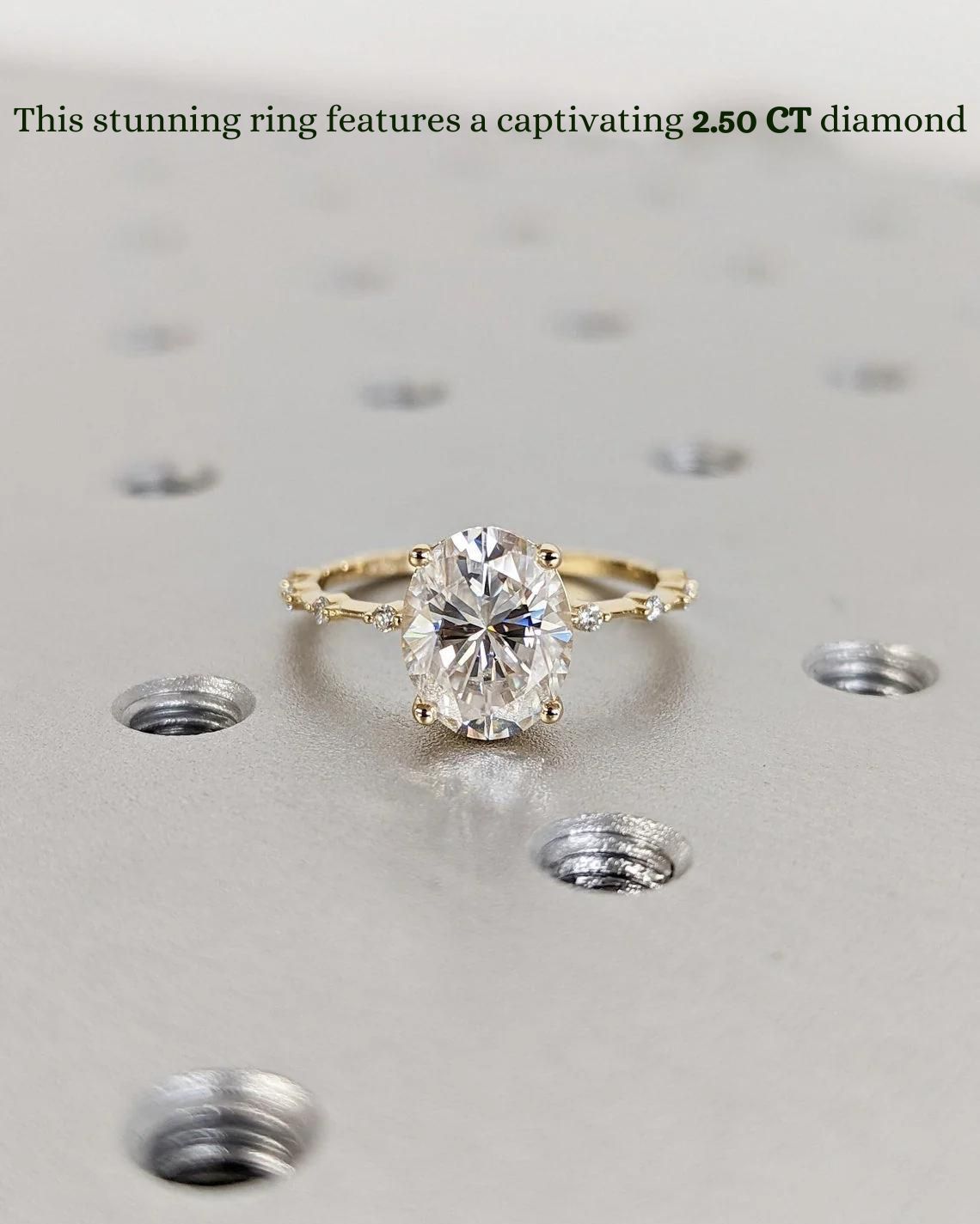 1.50-3.50 CT Oval G/VS2 CVD Diamond Dainty Engagement Ring - Camila Brown