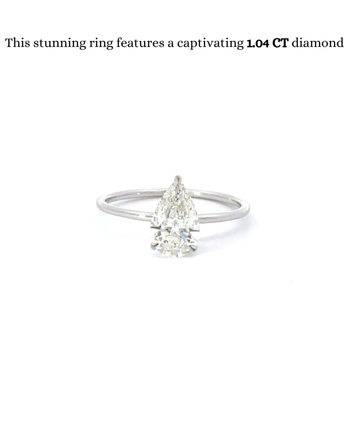 1.04 CT Pear F/VVS2 CVD Diamond Solitaire Engagement Ring - Camila Brown