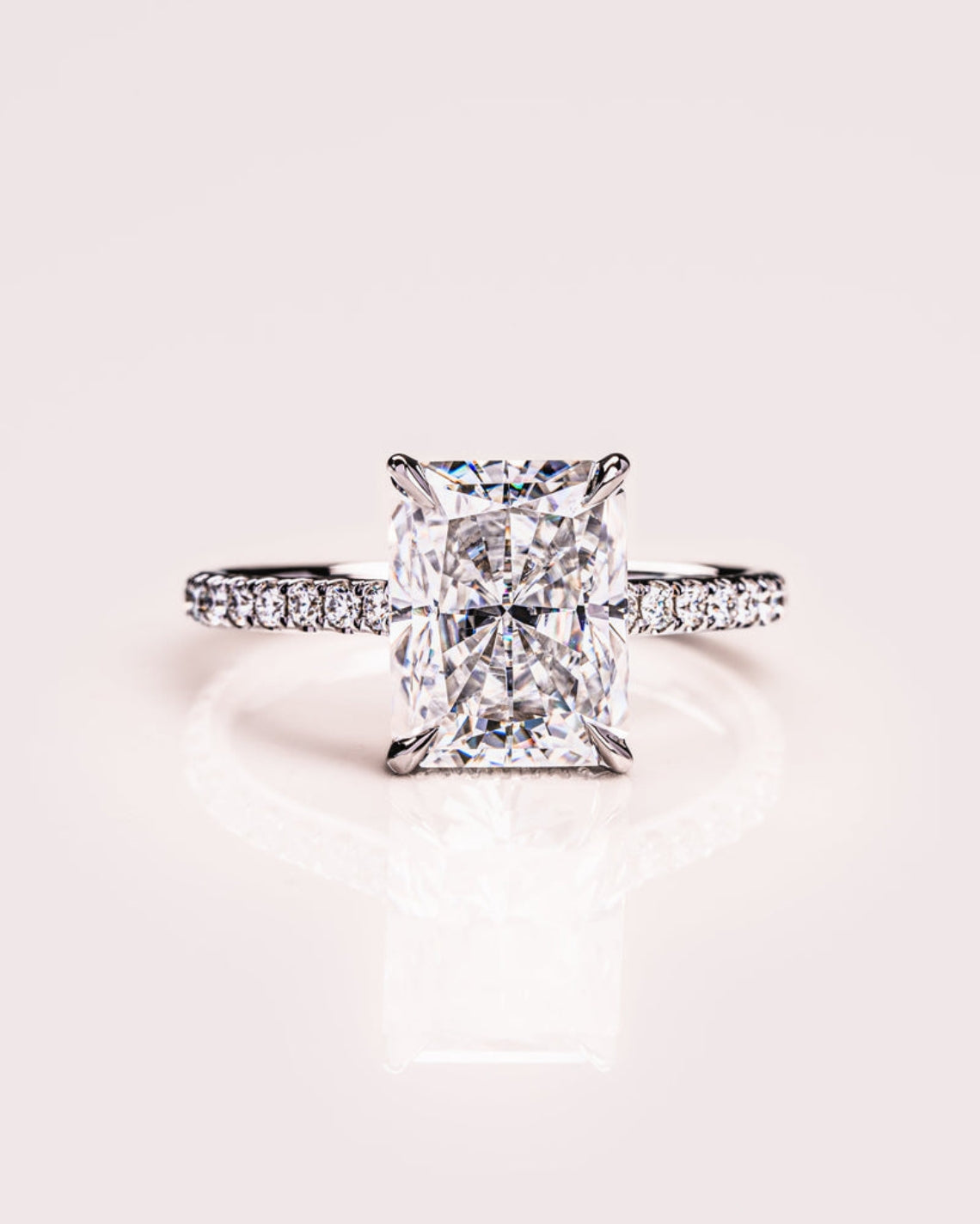 1.43 - 3.43 CT Radiant E/VS1 CVD Diamond Hidden Halo Pave Setting Engagement Ring - Camila Brown