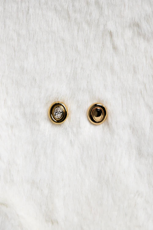 0.20 TC Mini Oval Moissanite Diamond Bezel Studs Earrings
