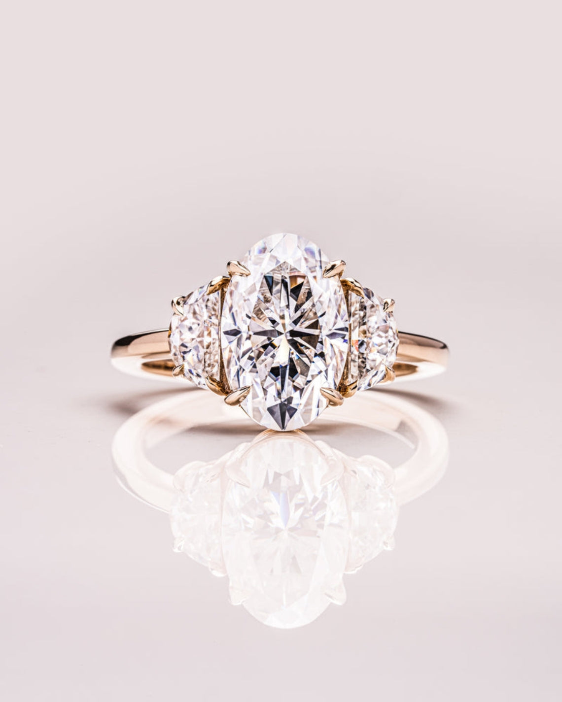 2.0 - 4.0 CT Oval G/VS2 CVD Diamond Three Stone Engagement Ring - Camila Brown