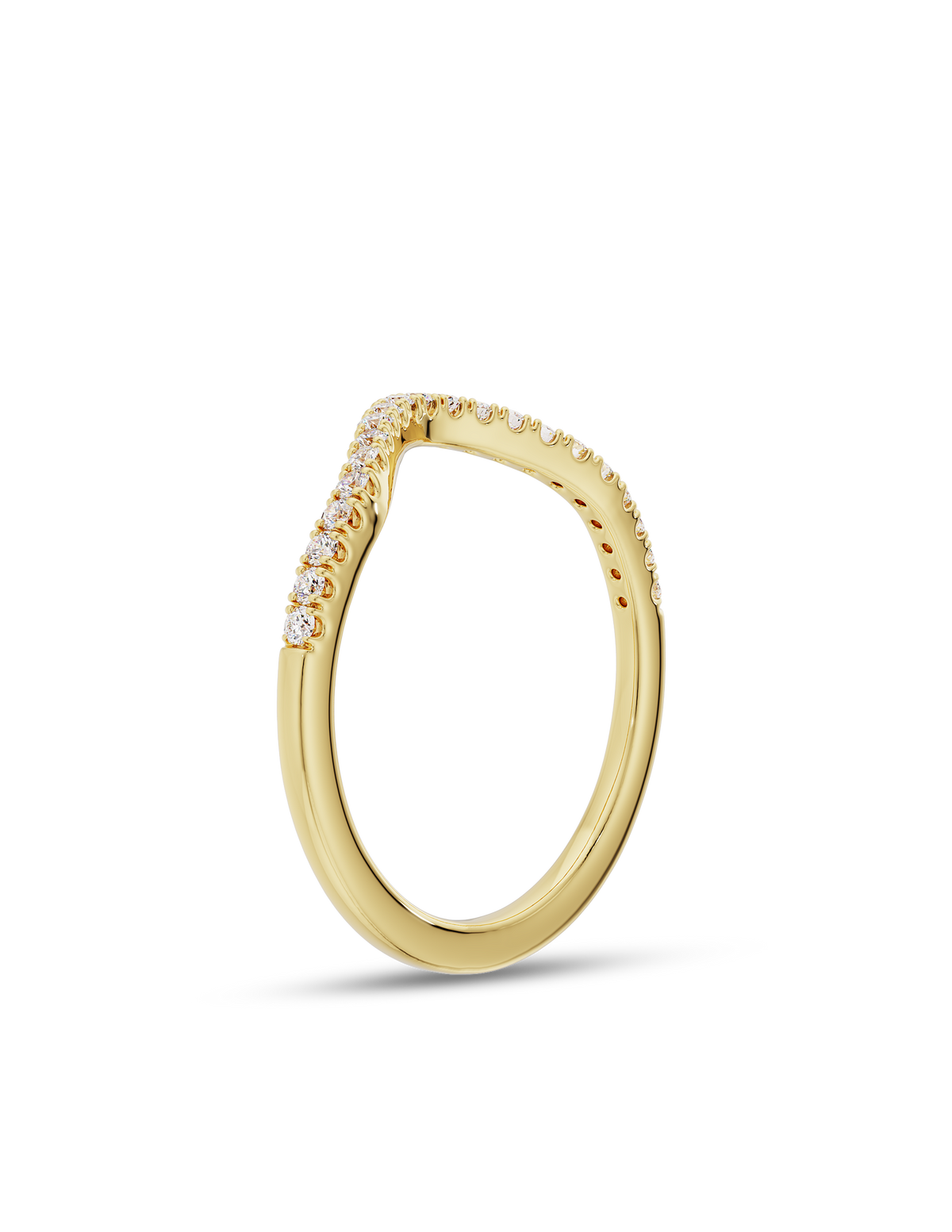 0.30 TCW Round Cut CVD Diamond Curved  Wedding Band