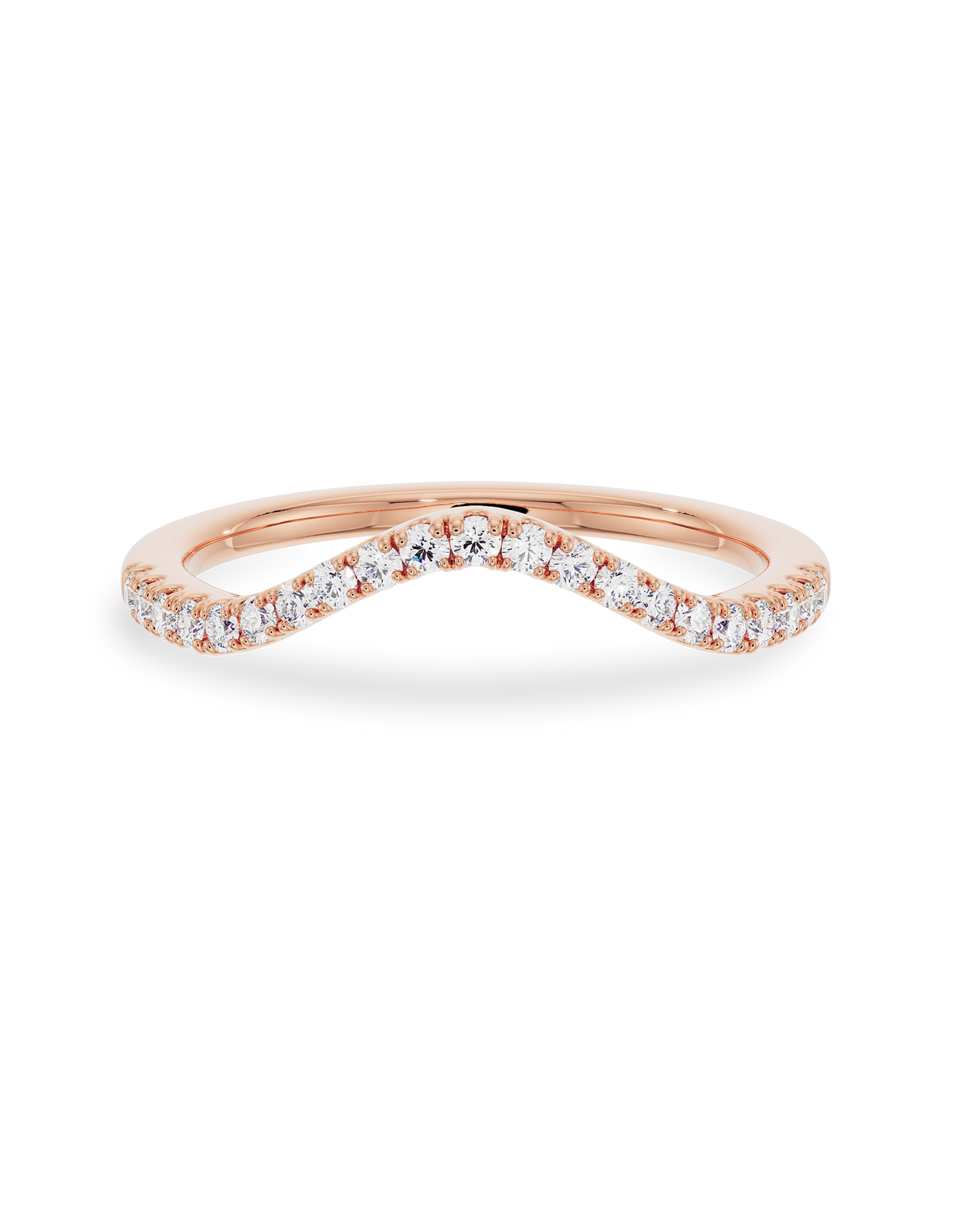 0.30 TCW Round Cut CVD Diamond Curved  Wedding Band