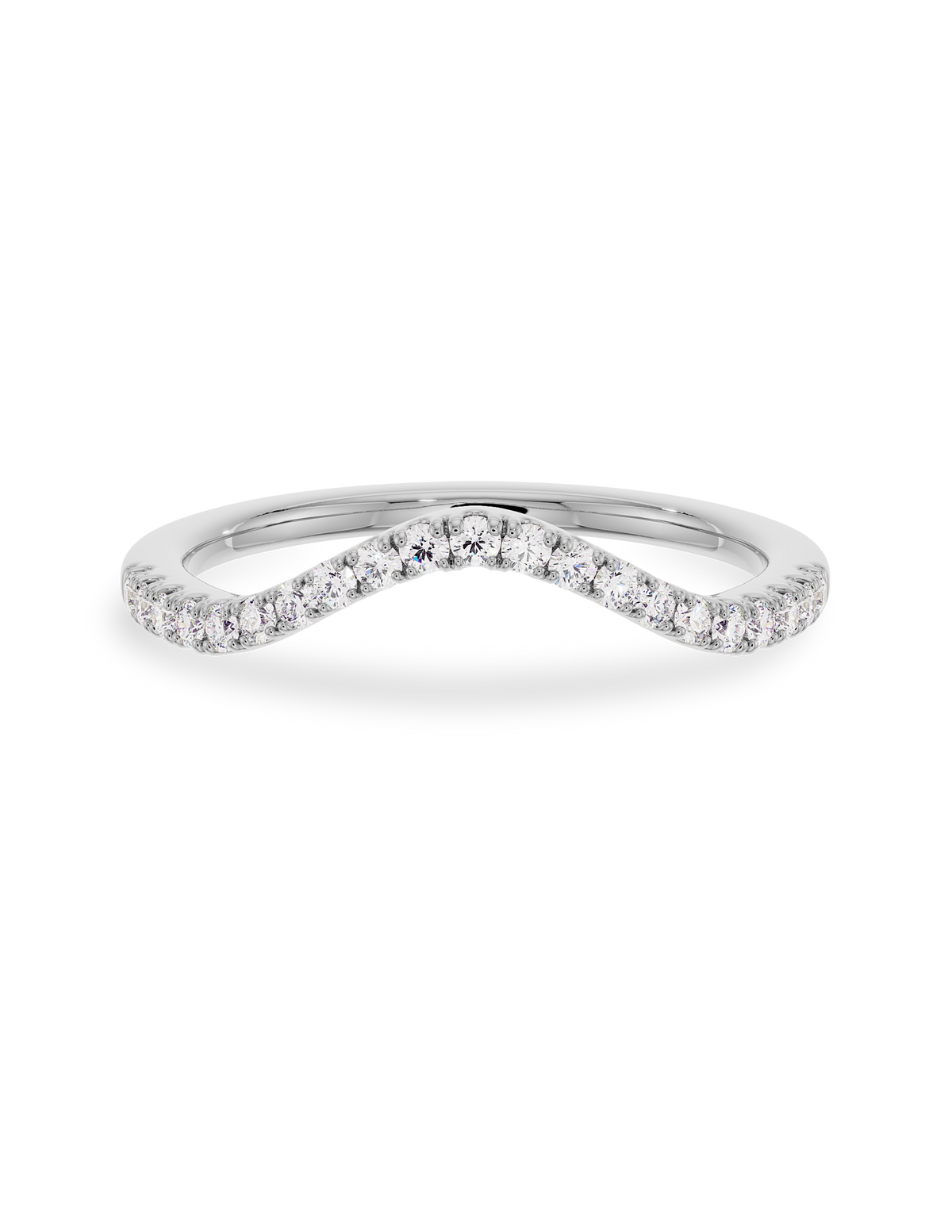 0.30 TCW Round Cut CVD Diamond Curved  Wedding Band