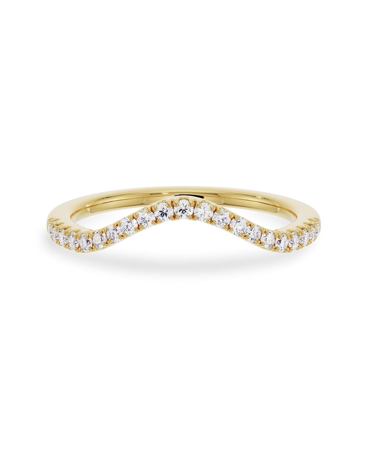 0.30 TCW Round Cut CVD Diamond Curved  Wedding Band