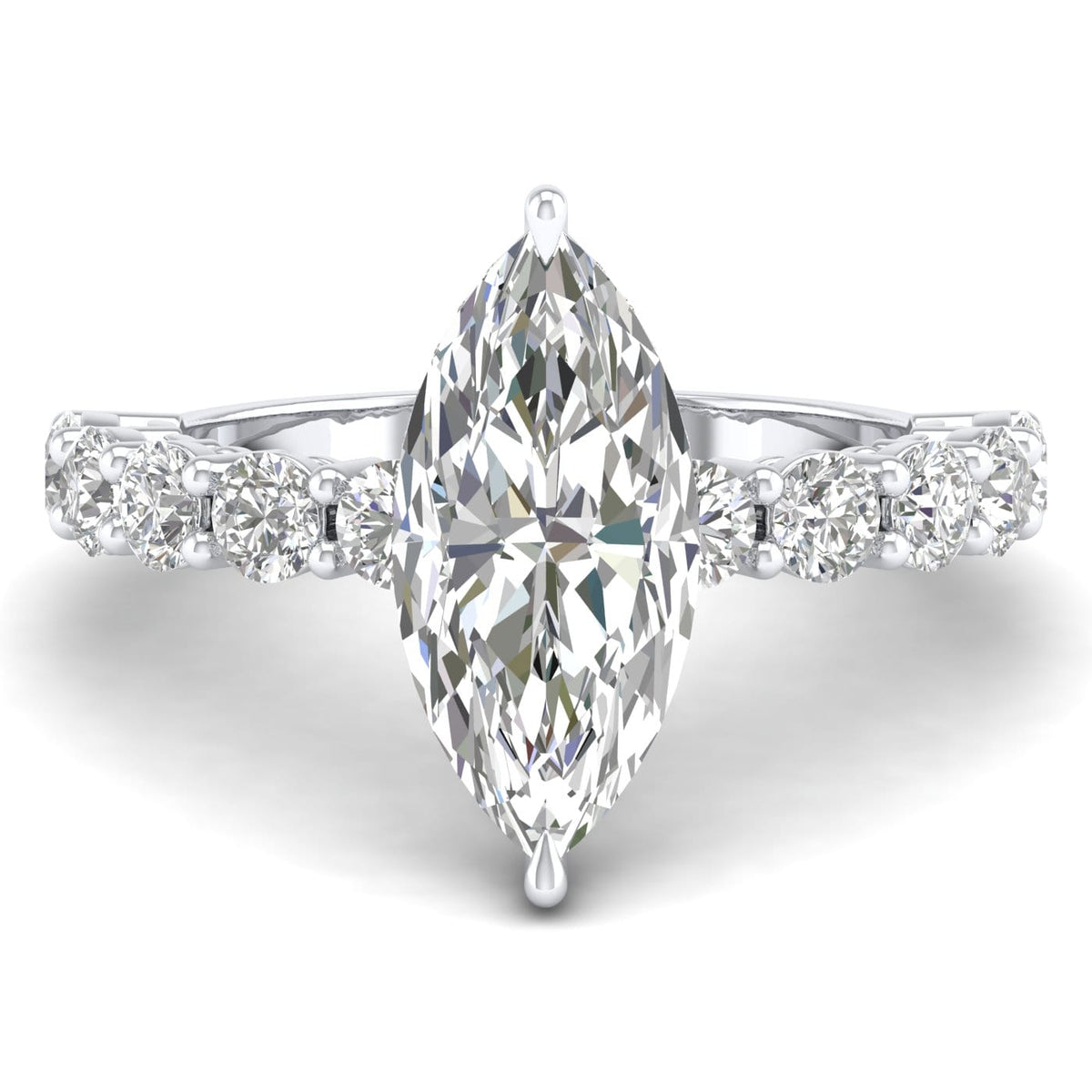 3.0 - 5.0 CT Marquise  Lab Grown Diamond Hidden Halo & Pave  Engagement Ring
