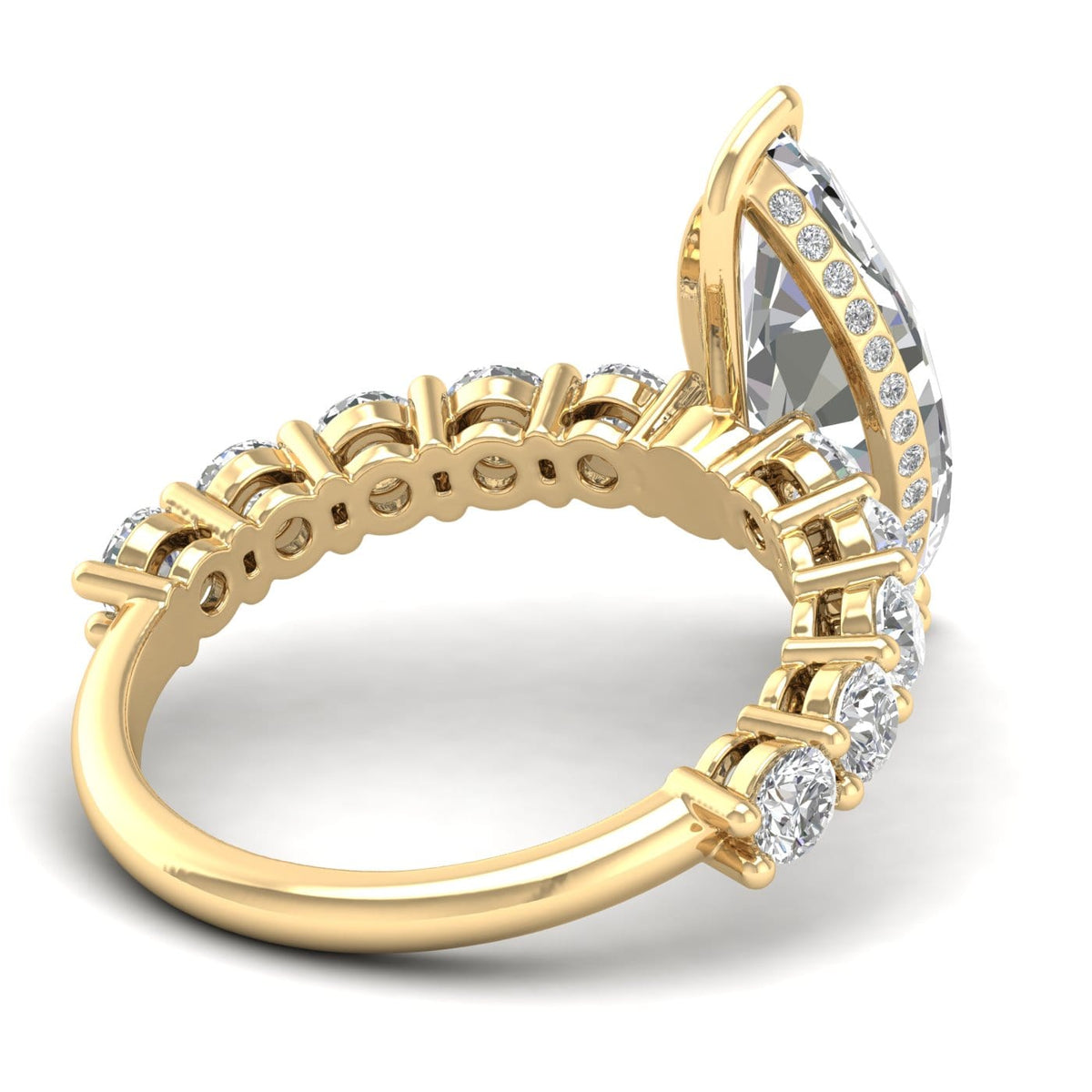 3.0 - 5.0 CT Marquise  Lab Grown Diamond Hidden Halo & Pave  Engagement Ring