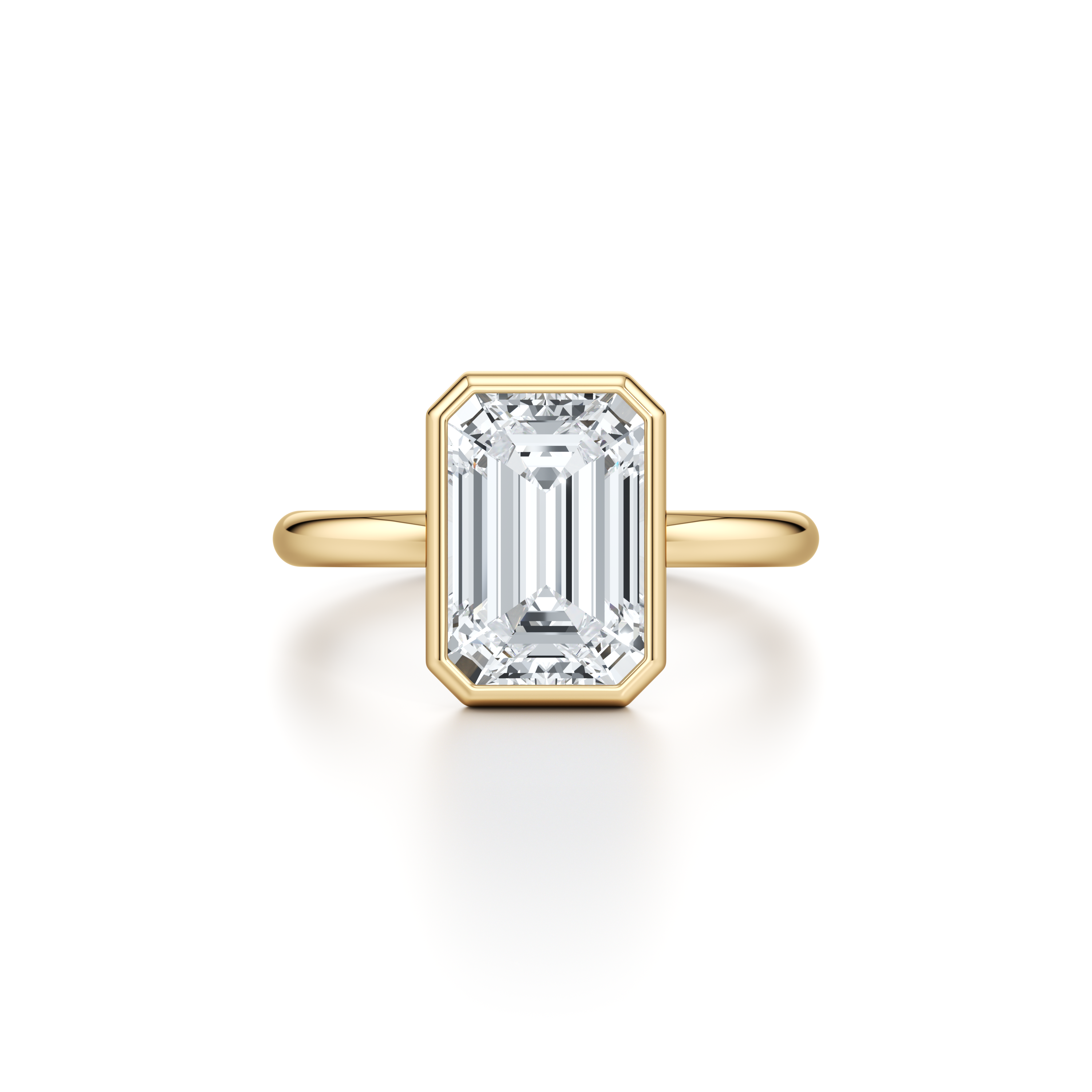 2.0 Carats Lab Grown Diamond Emerald Shape F-VS1 Bezel Solitaire Engagement Ring - Camila Brown