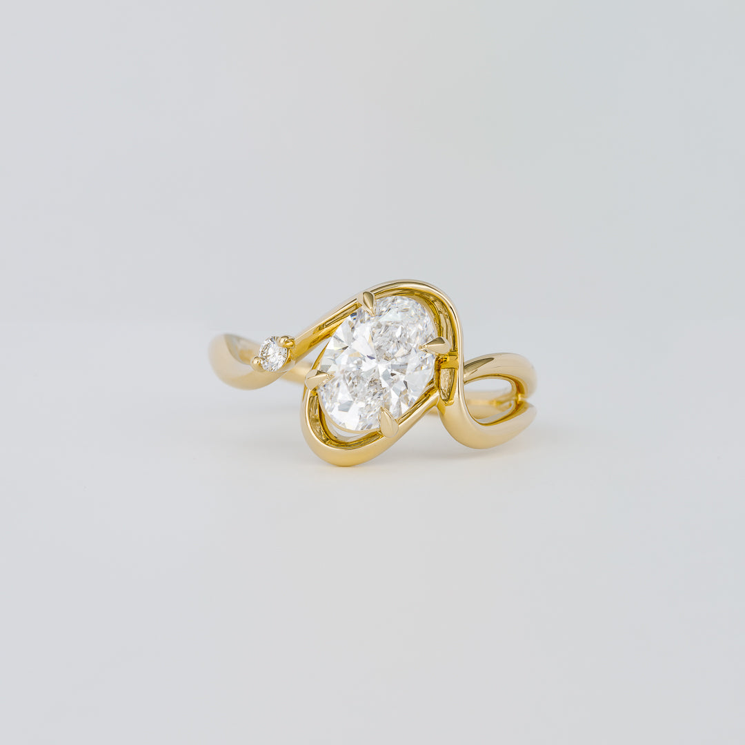 1.21 -3.0 CT Oval Cut Lab Grown Diamond Twisted Engagement ring
