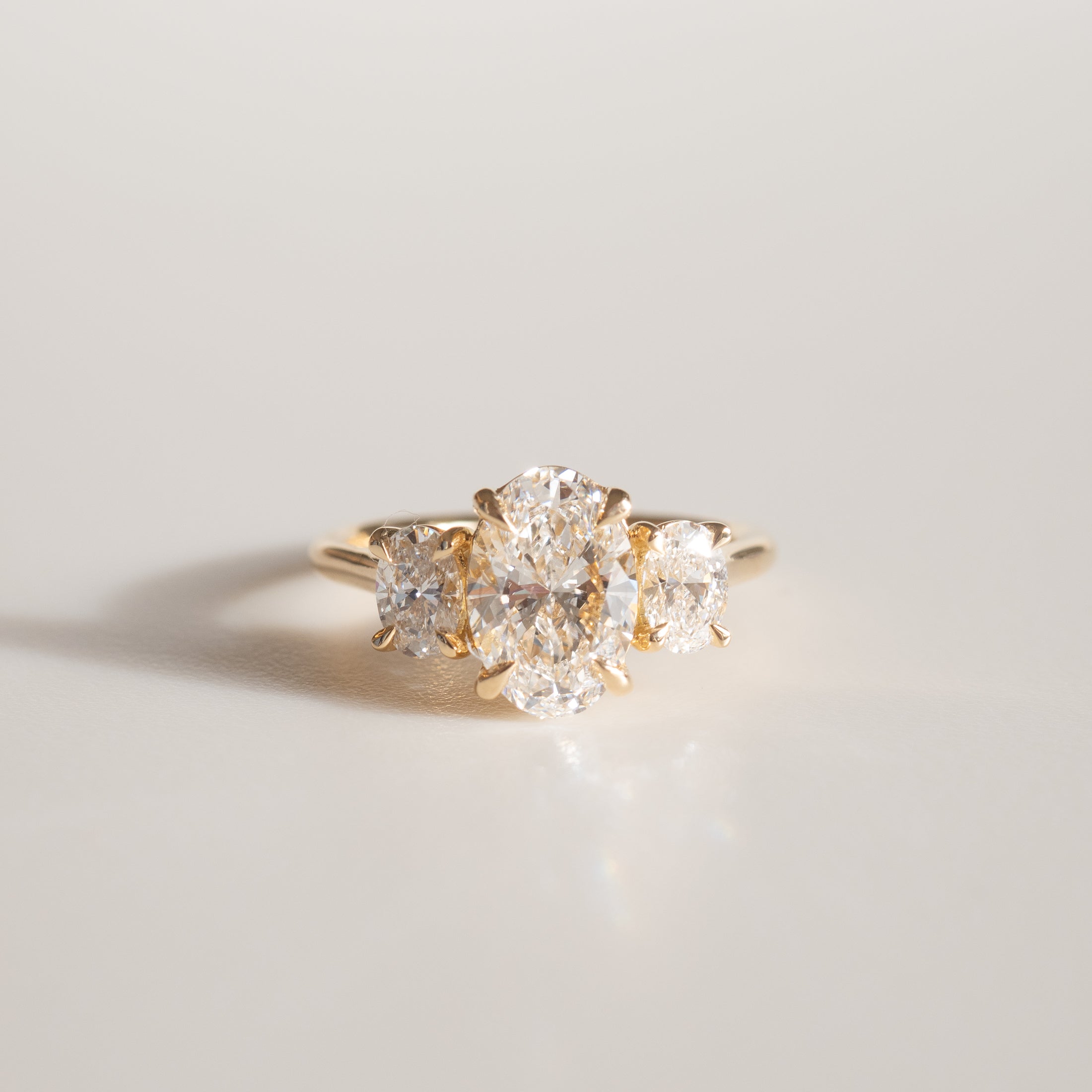 1.0 CT Oval Lab Grown Diamond Three Stone Style Engagement Ring