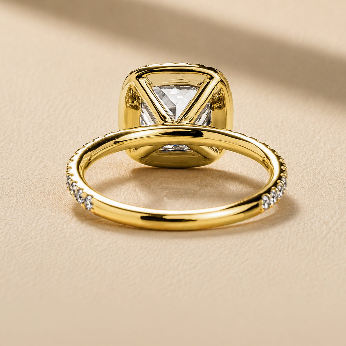 Cushion Halo Pave Lab Grown Diamond Engagement Ring