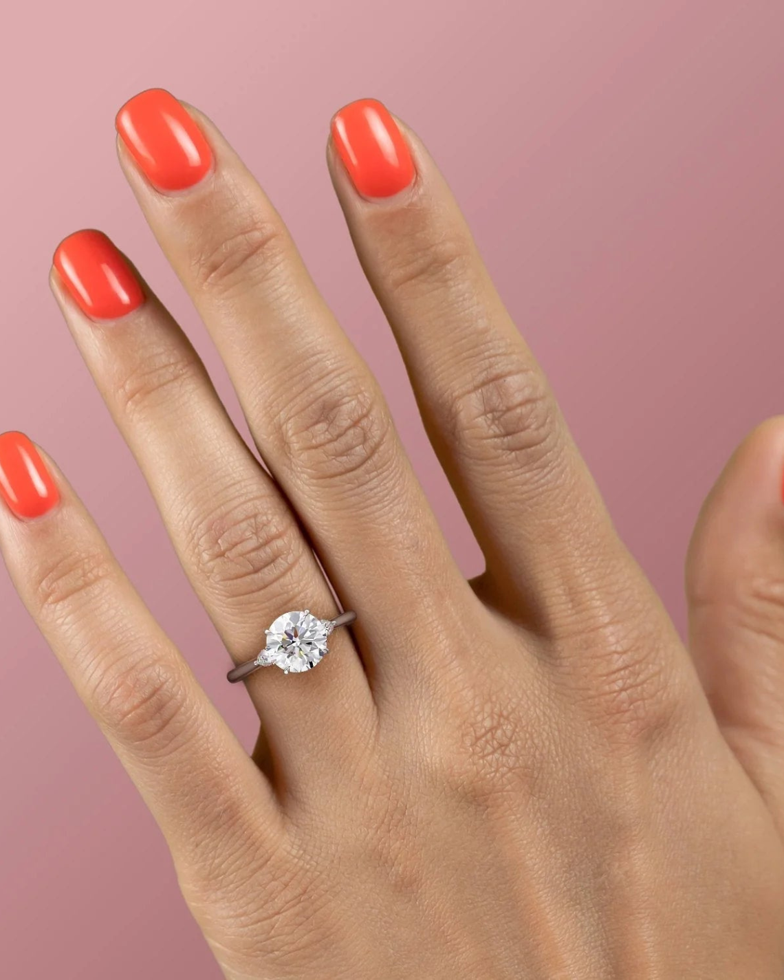 1.0- 3.0 CT Round Cut Lab Grown Diamond Three Stone Style Engagement Ring