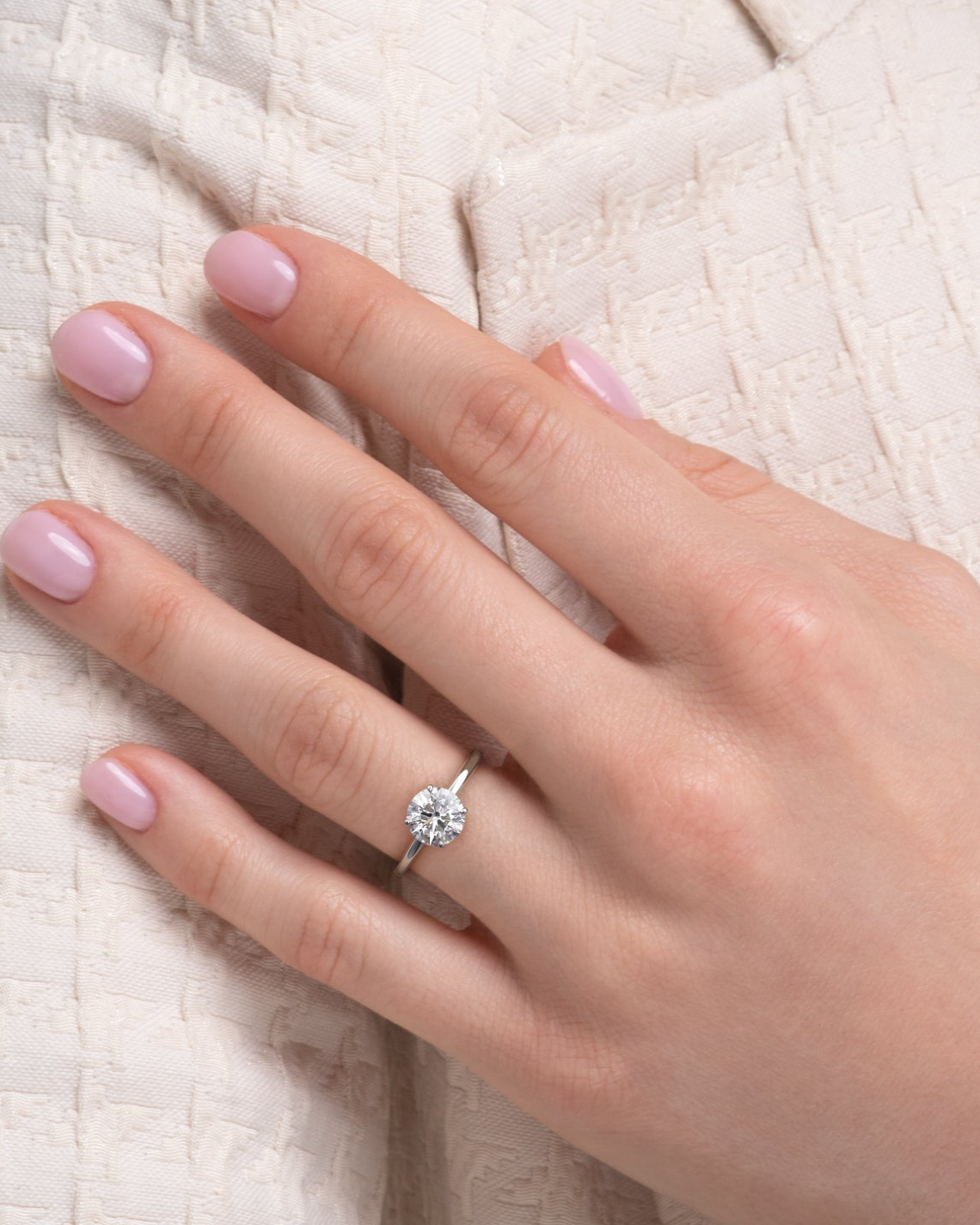 1.0 - 3.0 CT Round Cut  Lab Grown Diamond Hidden Halo Engagement Ring