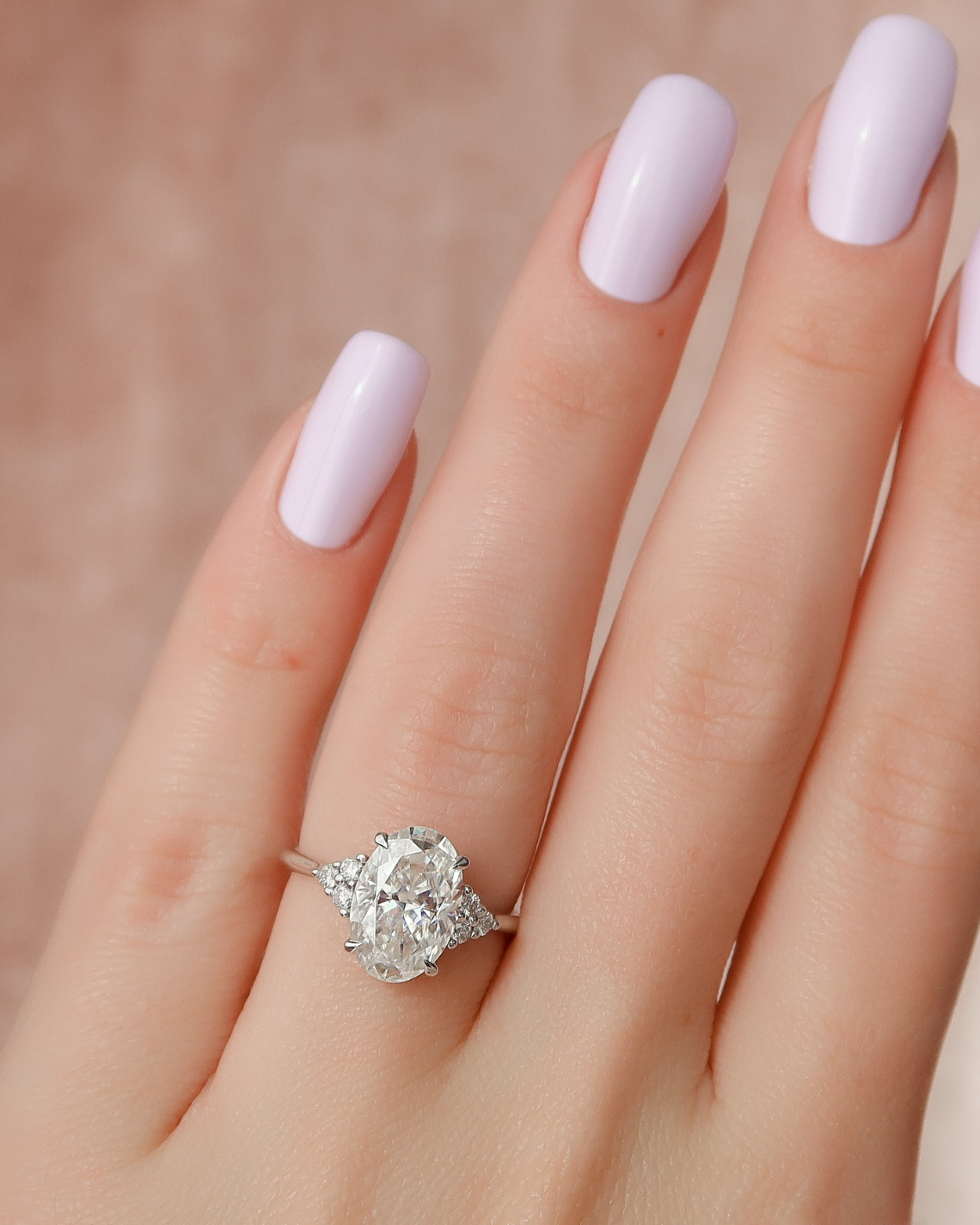 Oval cut moissanite cluster engagement ring in white gold setting, 2.0-4.0 CT