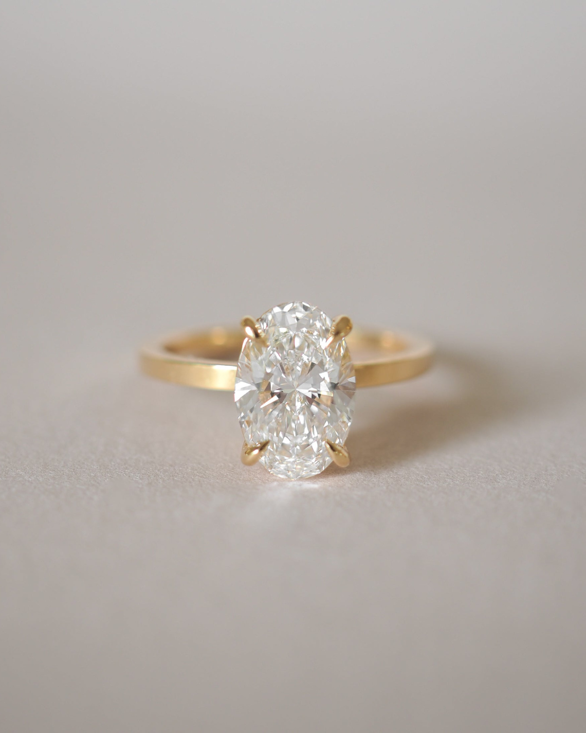 Oval cut moissanite solitaire engagement ring in white gold setting, 1.0-3.0 CT