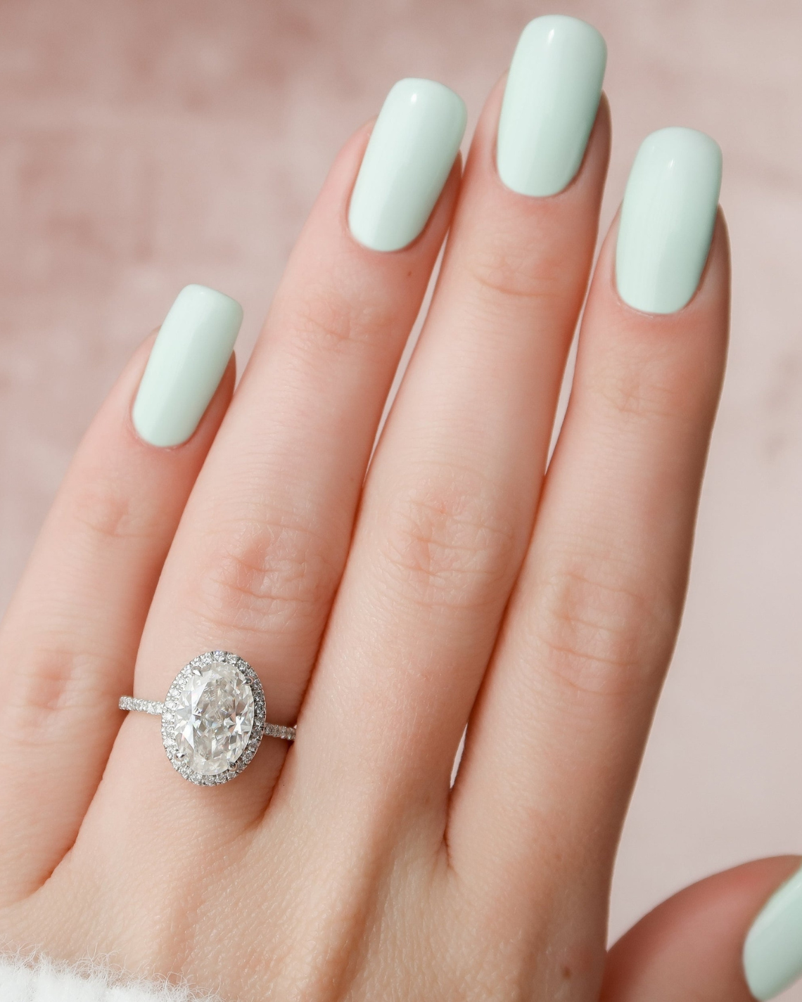 2.0 - 4.0 CT Oval Cut Lab Grown Diamond Halo & Pave Engagement Ring