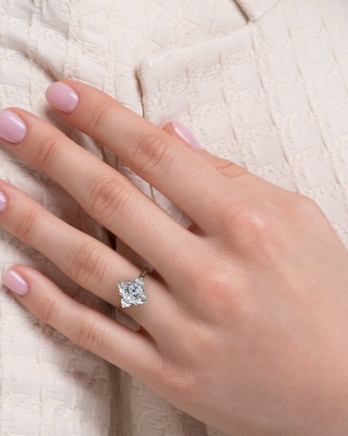 2.0 - 4.0 CT Marquise CT Lab Grown Diamond Three Strone Style Engagement Ring