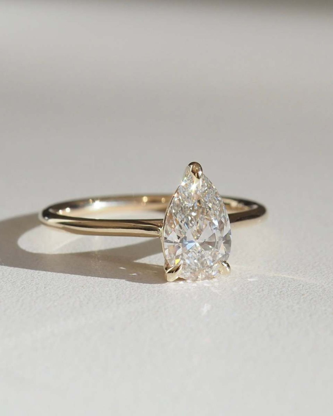 1.5 - 3.0 CT Pear Lab Grown Diamond Solitaire Engagement Ring