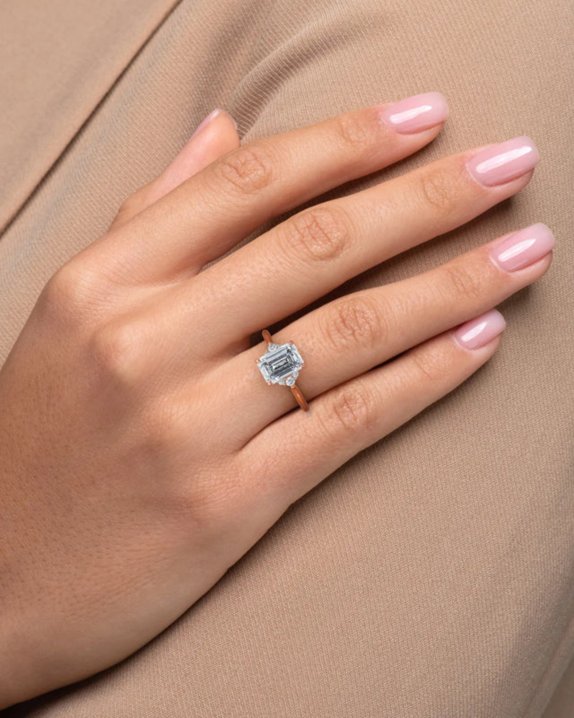 1.50 - 3.50 CT Emerald Cut Lab Grown Diamond Cluster Engagement Ring