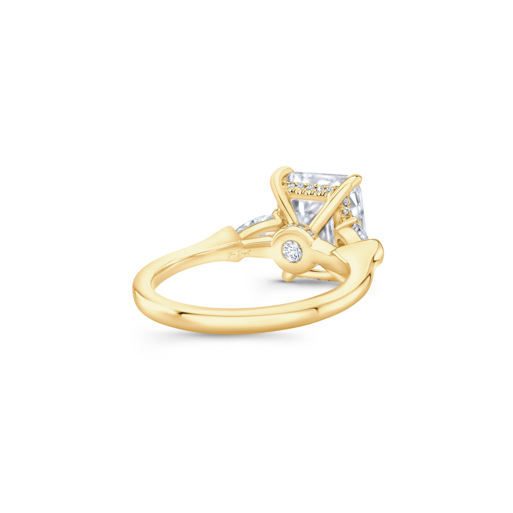 2.0 Carats Lab Grown Diamond Emerald Shape F-VS1 Three Stone & Hidden Halo Engagement Ring - Camila Brown