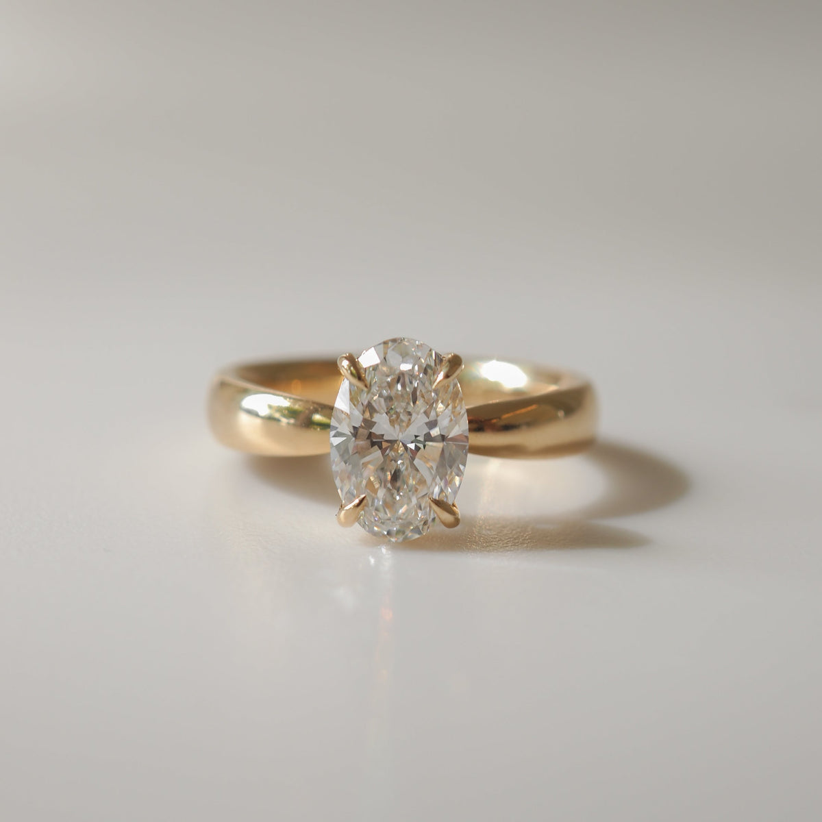 Oval cut moissanite solitaire engagement ring in platinum setting, 1.60-3.50 carats

