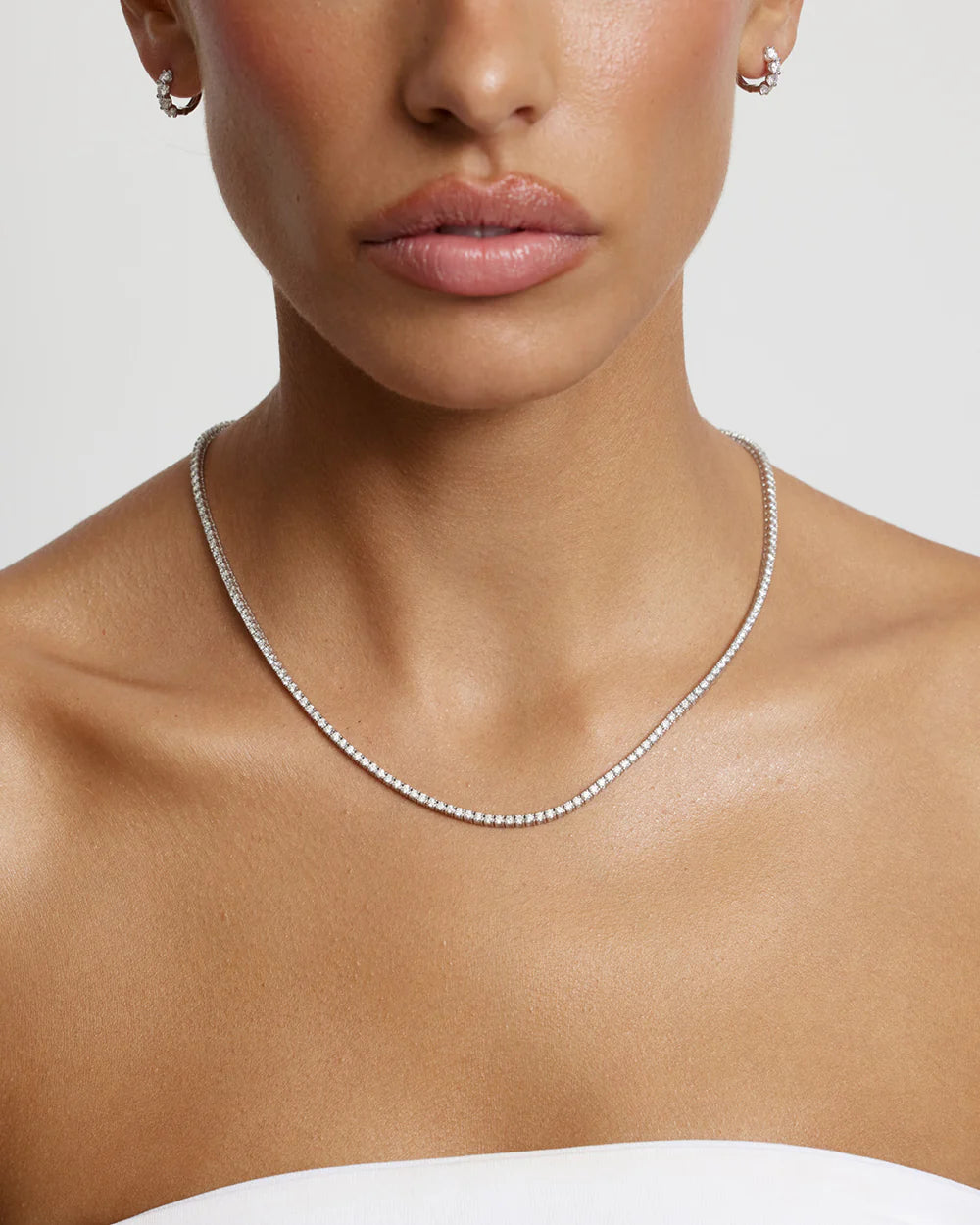 Round Lab Grown Diamond Tennis Necklace